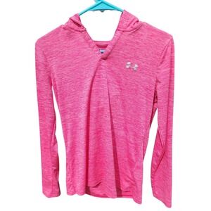 Under Armour Womens HeatGear Loose Fit Space Dye Athletic Top Pink Small